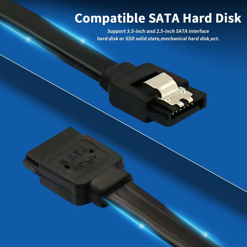 DaFuRui 12-Pack SATA III Cable SATA III 6.0 Gbps Data Cable Straight Black with Locking Latch 16 Inches SATA Cable Pack for HDDã€SSDã€CD and DVD Drives - Image 4